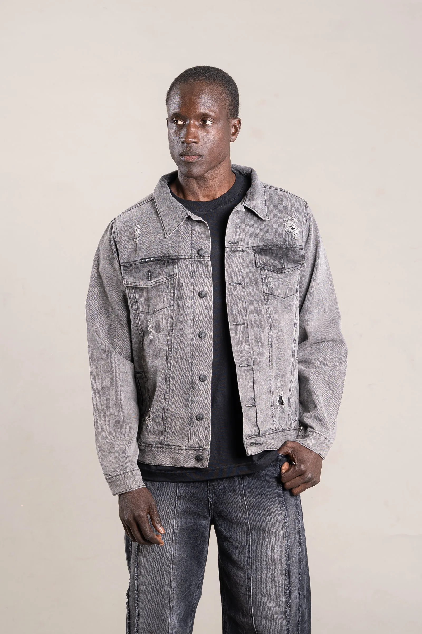 14A - CAMPERA GRIS C/ROTURAS