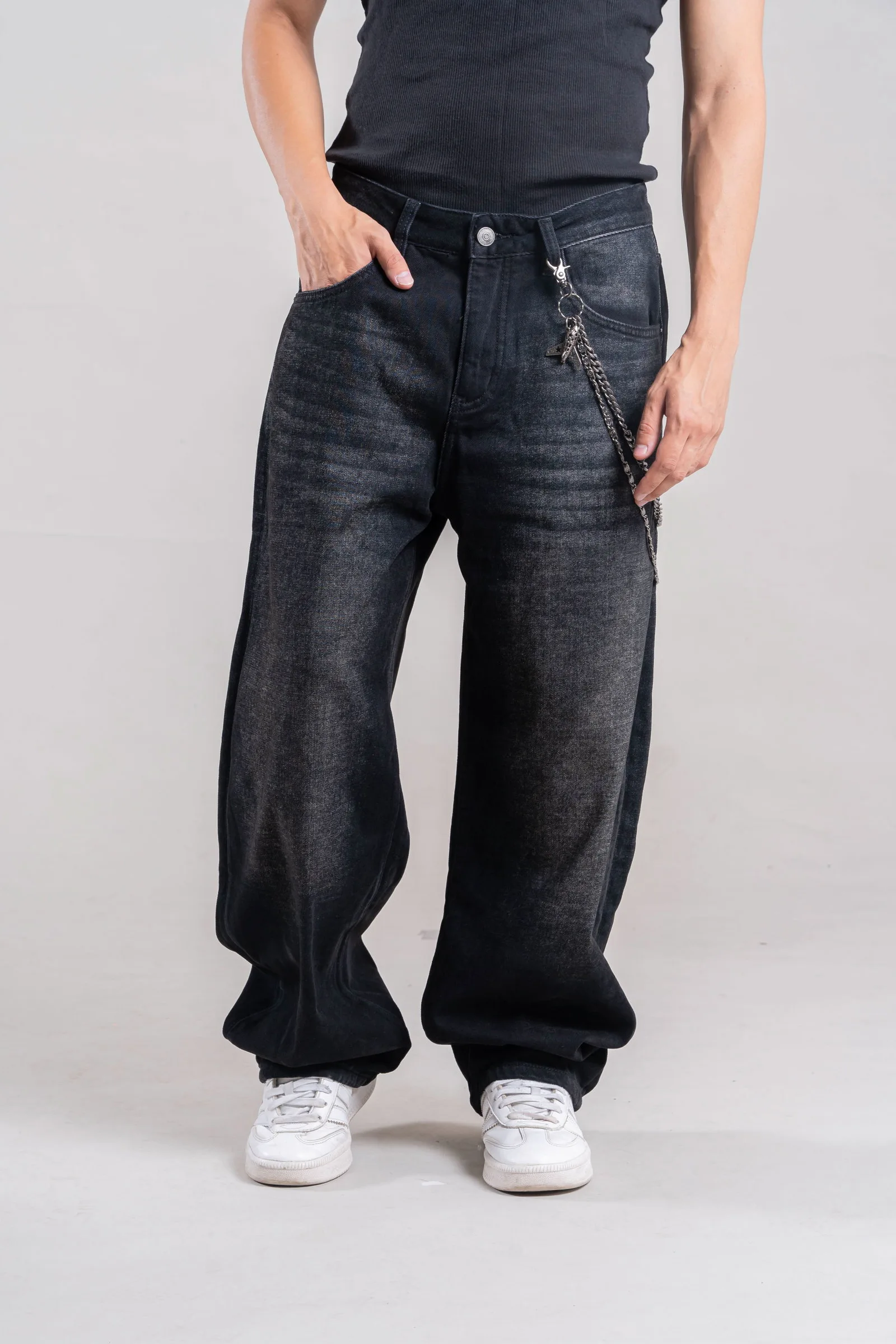 180100-1 JEANS BAGGY BLACk